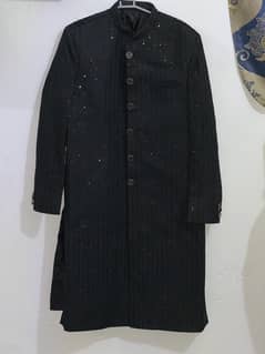 Black shairwani with pajama kurta Black 43 Inch