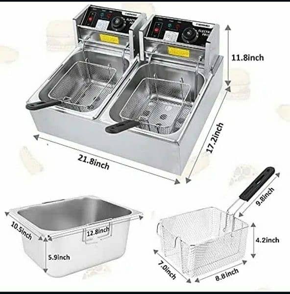 Double Electric 12L Deep Fryer Stainless Steel French Fries machine 2