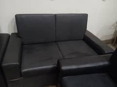 Leather jet black sofa