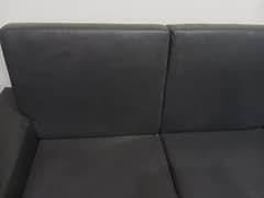Leather jet black sofa
