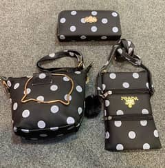 women's dot polka pack of 3 leather handbag, cultuch, backpack