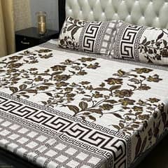 3 PCs Crystal Cotton Printed Double Bedsheet
