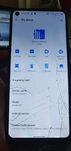 Tecno spark 6 4/64 only glass crack all touch working fine