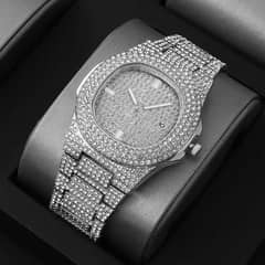 Fashion Hot Unisex Watch Iced Out Quartz Watch Diamond Steel