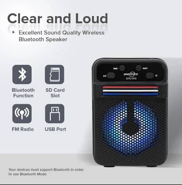 GTS-1372 Bluetooth Wireless Speaker Fantastic Quality 3