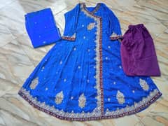 blue embroided frock