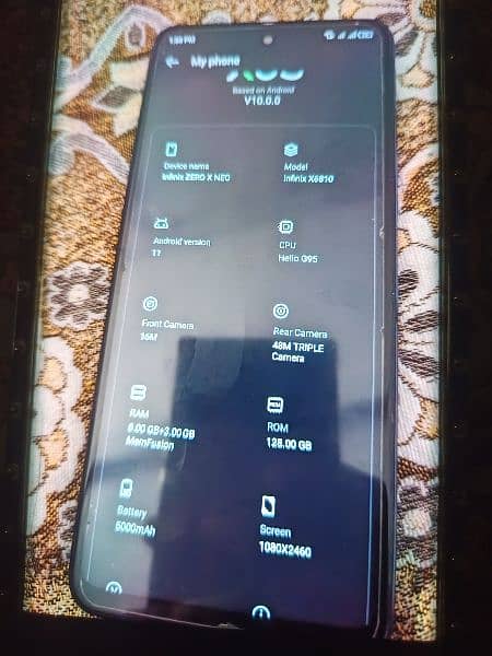 infinix zero x neo 8+3/128 60x zoom complete saman 5