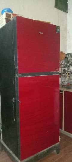 haier fridge with glass door for sale in good condition