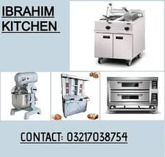 All types of Kitchen Equipments,  fryer, oven ,ducting system, table