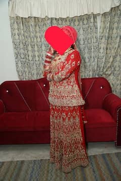 bridal lehnga in red colour and bridal walima maxi in sky blue colour 0