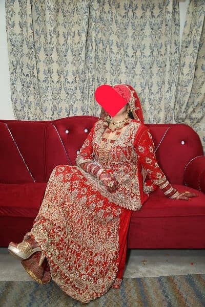 bridal lehnga in red colour and bridal walima maxi in sky blue colour 2