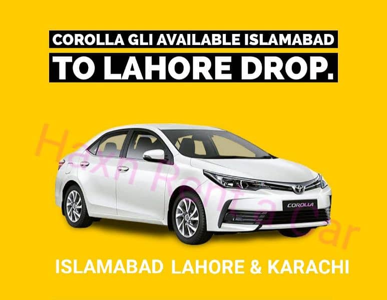 Rent a Car Islamabad Rawalpindi Corolla Honda Parado APV Hiroof 24/7 2