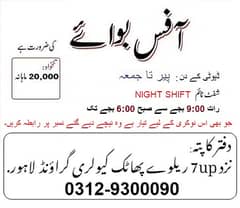 OFFICE BOY REQUIRED FOR NIGHT SHIFT