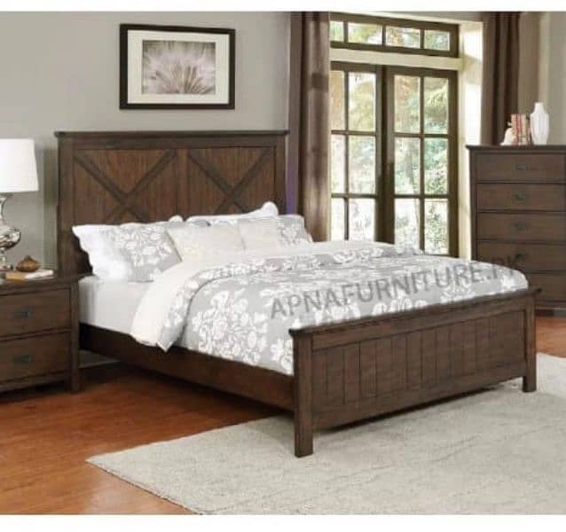 double bed set, king size bed set, sheesham wood bed set, complete set 9