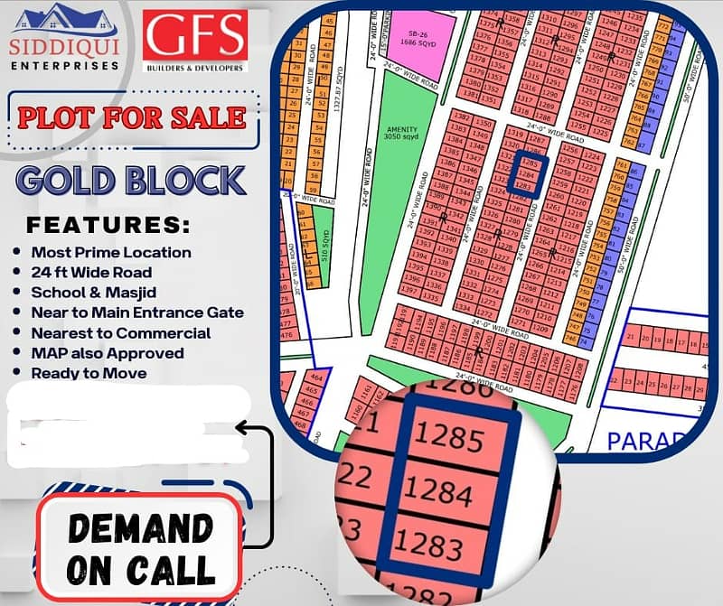 PLOT SALE IN NORTH TOWN RESIDENCY PHASE 1 GOLD BLOCK 1