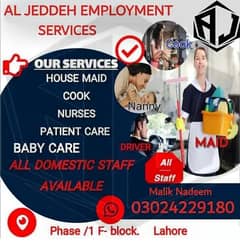 Domestic staff Babysitter, Maid , Patientcare ,Cook , Driver available