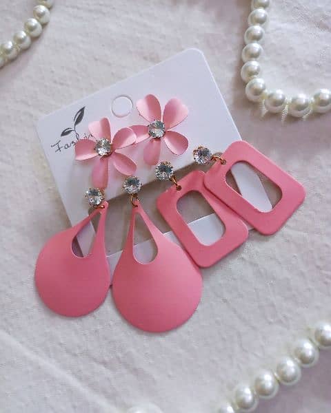 Baby Pink 3 Pairs Earings 0