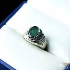 Natural Emerald (ZAMARUD)– 925 Pure Silver Ring-SIZE 17 0