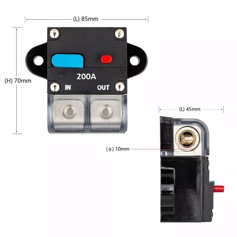 200A 12-48V Car Audio Fuse Holder Solar Circuit Breaker Fuse Resettab 1