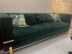 Turkish  Sofa Emerald green with 5 cushions