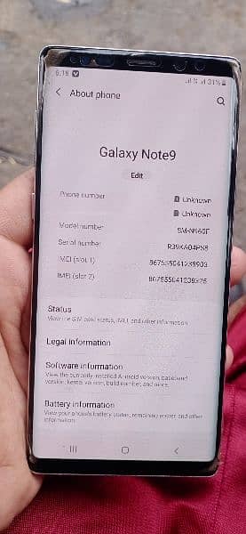 Samsung note 9. . . . 03174210092 0