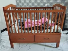 Solid Wooden Baby Cot with 2 Large Drawers - urgent sale due to space