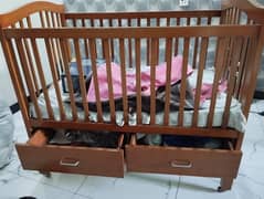 Solid Wooden Baby Cot with 2 Large Drawers - urgent sale due to space
