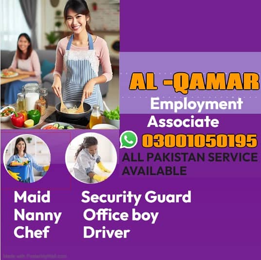 Maids / House Maids / cook / Nanny , chef / Baby Sitter maid available 3