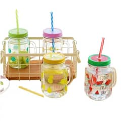 Multicolor Glass Furity Mason jar Mugs with lid straw