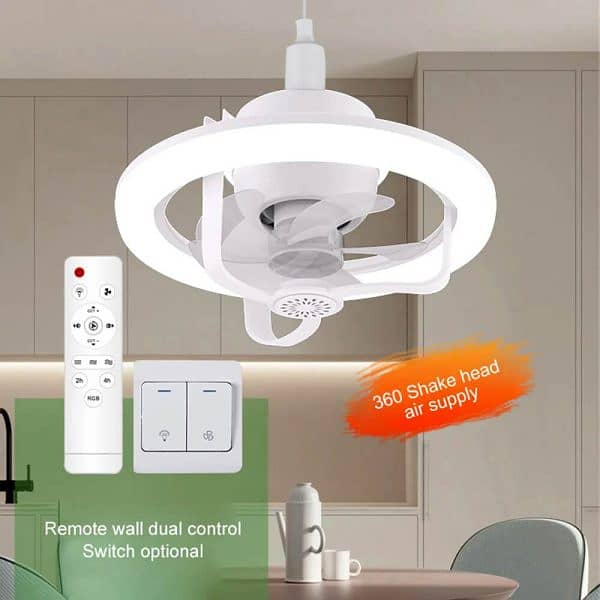 360° Rotating Socket Ceiling Fan With Light And Remote 0