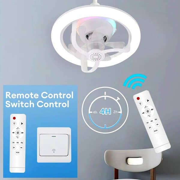 360° Rotating Socket Ceiling Fan With Light And Remote 3