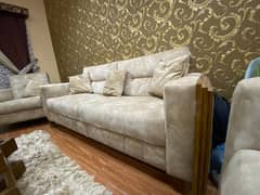 slightly used good quality wooden sofa set for sale.