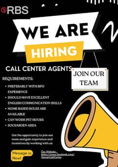 Call center agents required (females preferred) 0