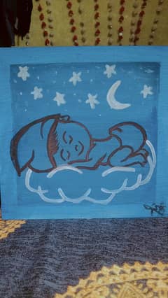 cute baby sleeping painting with acrylic paint