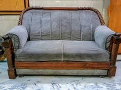 5 seater iron & 3 seater wooden sofa