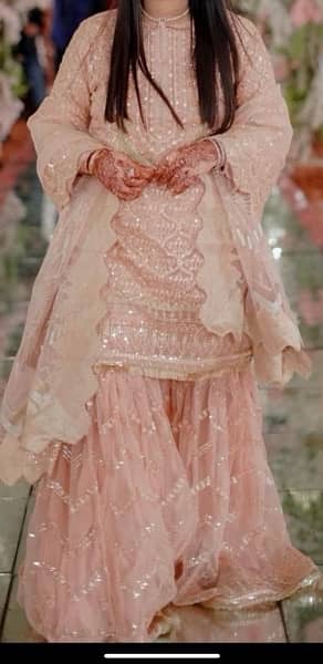 pink beautiful dress with gharara 1