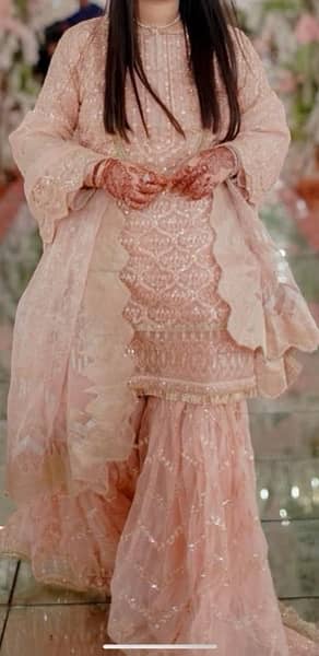 pink beautiful dress with gharara 2