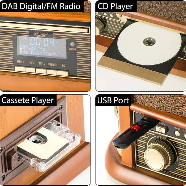 8 In One Radio Bluetooth Gramophone Cassette CD USB 11
