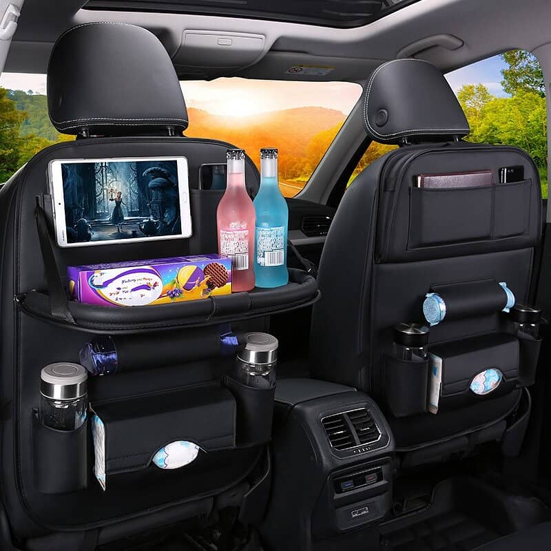 Car Seat Back Organizer with Foldable Table Tray 4