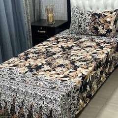 4 Pcs crystal Cotton printed single bed sheet with free delivery