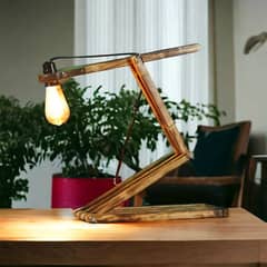 wooden lamp (office, side table)