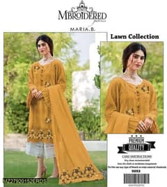 3pcs women's unstitched lawn embroidered dress