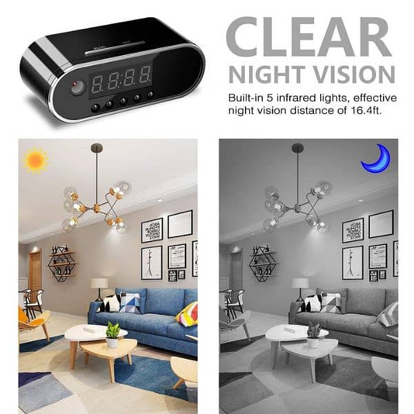 Camera ir night vision WiFi clock camera Audio Vedio recorder battery 5