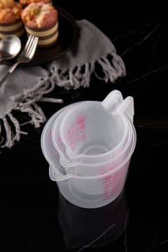 3 Pcs 250-500-1000 ML Plastic Transparent Graduated Measures Cup .