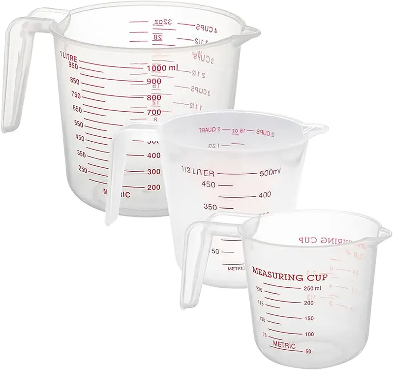 3 Pcs 250-500-1000 ML Plastic Transparent Graduated Measures Cup . — photo 3