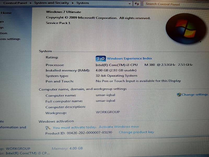 HP 630 Laptop core i3 1