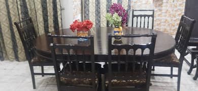 excellent condition wooden dinning with 6chairs newly polish