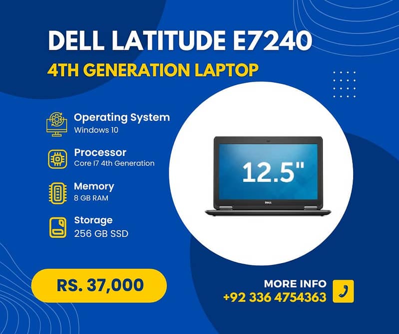 Dell Latitude E7240 Laptop | i7 | 8GB Ram | 256 SSD 0