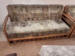5 seater 02 sofa set made by wooden 9/10 condition