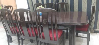 wooden 8chairs dinning with 4inch foam seats in  excellent condition